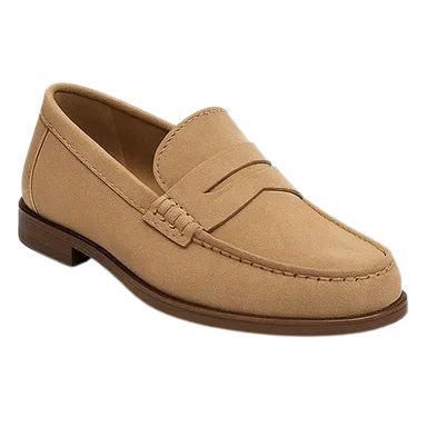 Light tan suede loafers