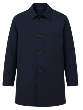 Navy mac coat for weather-appropriate outfits